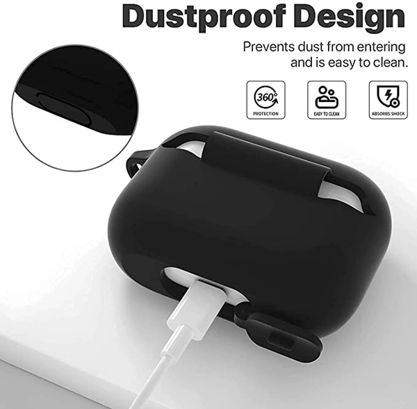 Soft Silicone Cover for Airpods Pro 2 Case with Lock | Compatible with Apple Airpods Pro 2 Cover Black for Men Women. (Black) - Green
