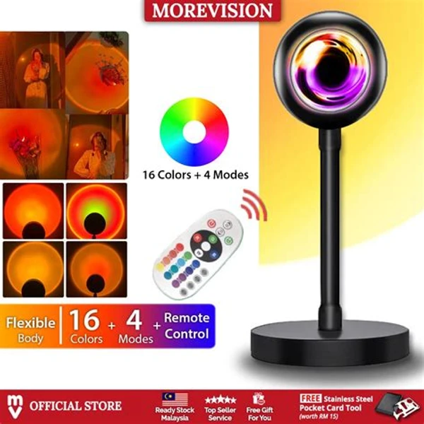 SunsetProjection Lamp, 4 in 1 Color Changing Sunset | Sun Light | Sunset Red | Rainbow, Night Light for Photography | Room | Bedroom | Car | Picture & Reels