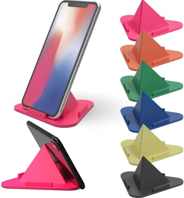 Triangle Shaped Portable Three-Sided Triangle Desktop Stand Mobile Paradise Universal Phone Pyramid Shape Holder Desktop Stand (Multi Color) (Pack of 5) Mobile Holder