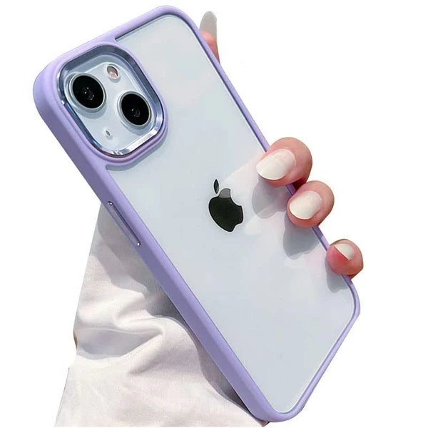 Ultra Hybrid Matte Frosted Translucent Camera Guard Shockproof Back Cover Case Compatible for iPhone 14 - Silver