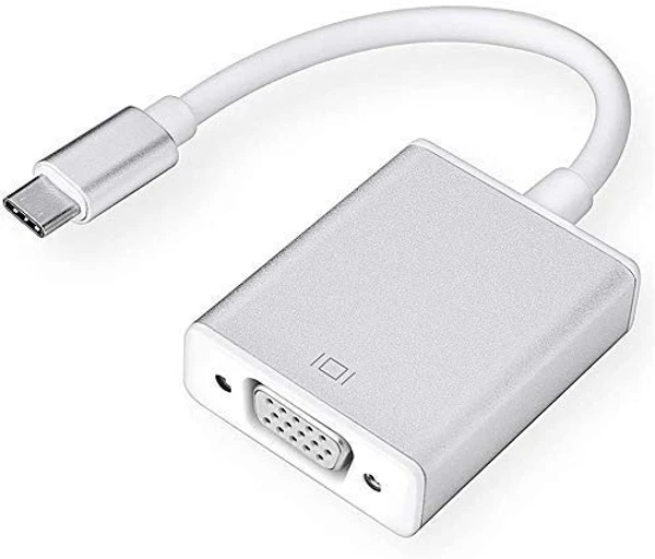 Usb Type C To Vga Usb 3.1 Adapter 1080P Converter For Mac Book Series, Chrome Book Pixel, Surface Book And More- Silver