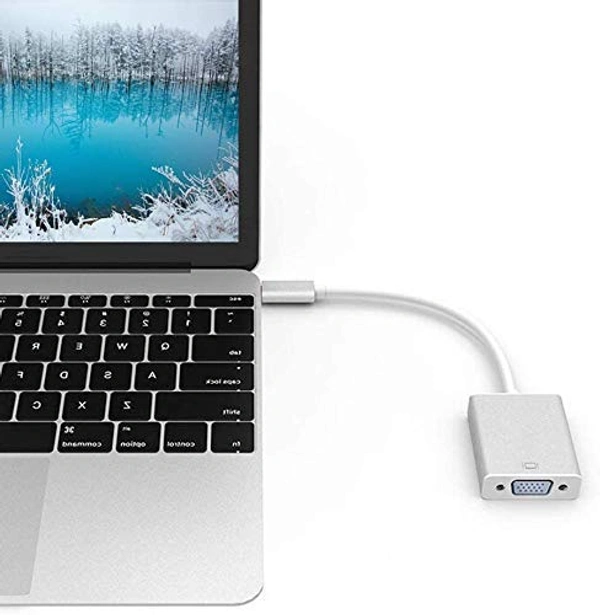 Usb Type C To Vga Usb 3.1 Adapter 1080P Converter For Mac Book Series, Chrome Book Pixel, Surface Book And More- Silver