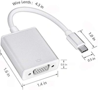 Usb Type C To Vga Usb 3.1 Adapter 1080P Converter For Mac Book Series, Chrome Book Pixel, Surface Book And More- Silver