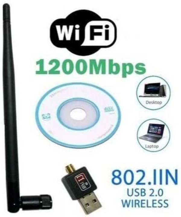 USB WiFi Adapter 1200Mbps Microware USB 2.0 WiFi Dongle 802.11n Wireless Network Adapter High Gain Antenna for Desktop Windows XP/Vista / 7-10 Mac 3 yr warranty