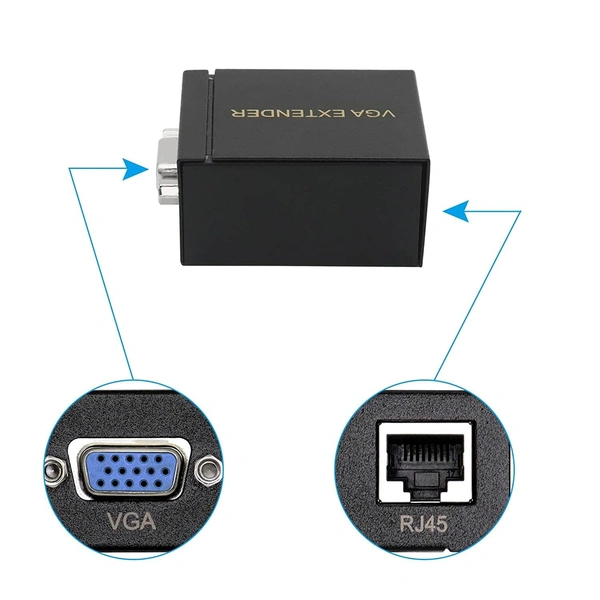 VGA Signal Extender 60M VGA Extender Female to LAN Cat5 Cat5e Cat6e RJ45 Ethernet Female Adapter Amplifier VGA Extender.