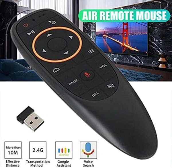Voice Remote Control G10s,Android TV Remote 6 Axis Gyroscope Air Fly Mouse with IR Learning Fly Air Remote Mouse for Android TV Box_Black