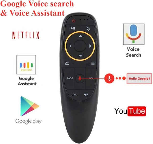 Voice Remote Control G10s,Android TV Remote 6 Axis Gyroscope Air Fly Mouse with IR Learning Fly Air Remote Mouse for Android TV Box_Black
