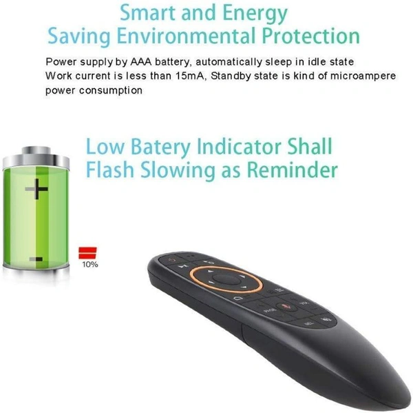 Voice Remote Control G10s,Android TV Remote 6 Axis Gyroscope Air Fly Mouse with IR Learning Fly Air Remote Mouse for Android TV Box_Black