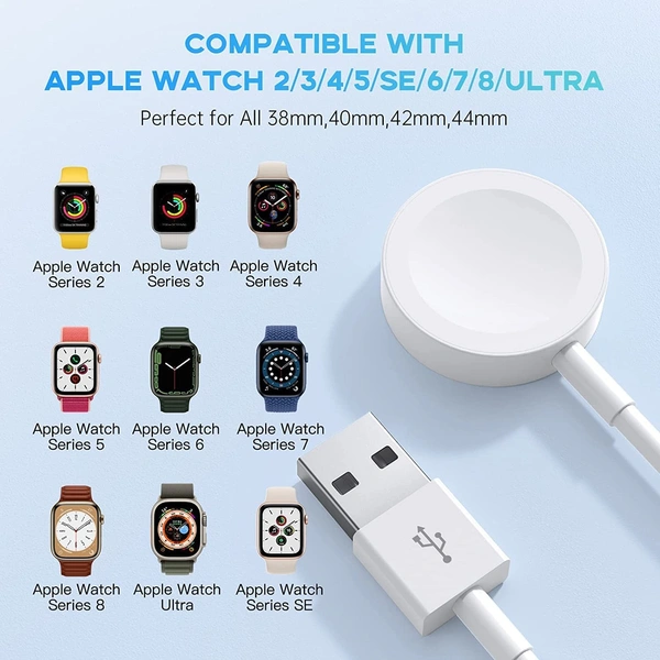 Watch Charger Compatible with Apple Watch Charger, Magnetic Charging Cable for iWatch Series 8/7/6/SE/5/4/3/2,Portable Wireless Charger with USB Charging Cord (3.3ft / 1m / White)