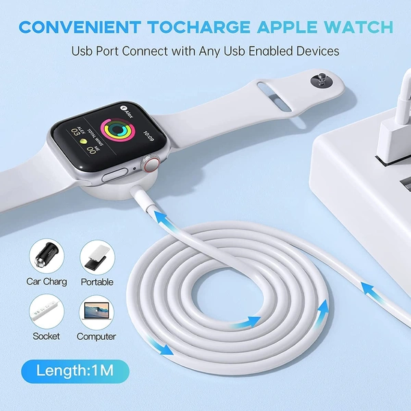 Watch Charger Compatible with Apple Watch Charger, Magnetic Charging Cable for iWatch Series 8/7/6/SE/5/4/3/2,Portable Wireless Charger with USB Charging Cord (3.3ft / 1m / White)