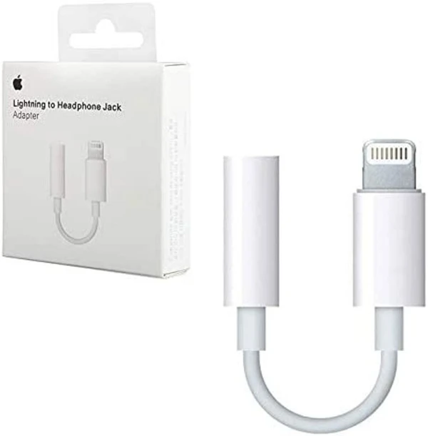 White iPhone Lightning Adapter to 3.5mm Jack Converter Headphone/Earphone Jack Adapter Phone Converter (IPhone7, 8, X, XS, XR, 11, 11 Pro Max, 12, 12 Pro Max, 14, 14 Pro Max)