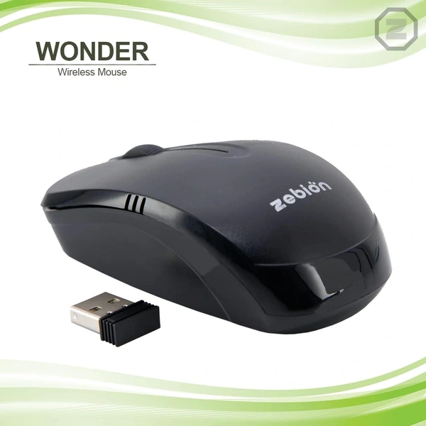 Zebion Wonder wireless Mouse, with 4G wireless technology, extra smooth gliding, has Nano Receiver with upto 10M range, 8G Acceleration Sensor, Automatic Sleep State, Supports All Win OS, 1YR Warranty