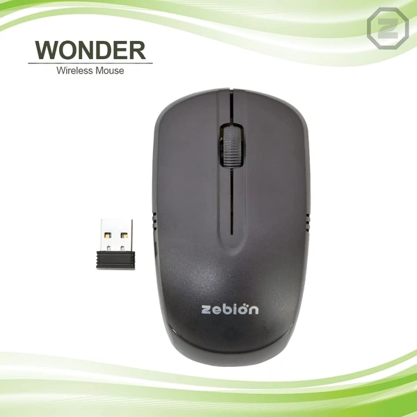 Zebion Wonder wireless Mouse, with 4G wireless technology, extra smooth gliding, has Nano Receiver with upto 10M range, 8G Acceleration Sensor, Automatic Sleep State, Supports All Win OS, 1YR Warranty