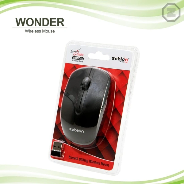 Zebion Wonder wireless Mouse, with 4G wireless technology, extra smooth gliding, has Nano Receiver with upto 10M range, 8G Acceleration Sensor, Automatic Sleep State, Supports All Win OS, 1YR Warranty