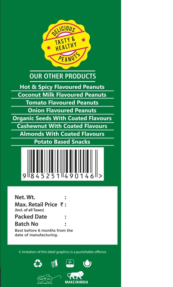 SSV SUPER NUTS | Bangalore Famous |Healthy Peanuts | Rich In Protein |Hot n Spicy & Onion | Pack of 4 | 90 Gms Each Pack  - 