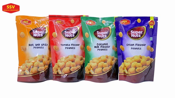 SSV SUPER NUTS | Bangalore Famous |Healthy Peanuts | Rich In Protein | All Flavors  - Pack Of 4 | 90 Gms Each Pack, 360 Gms