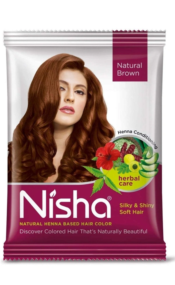 Nisha Hair Color Dye Henna Based Natural Hair Color - Brown
