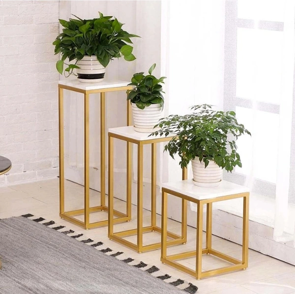 UVESH QADRI Square Plant Stand Set Of 3 