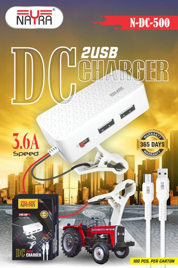 DC Charger N- 500 3.6A 2usb Charger With USB Cable 