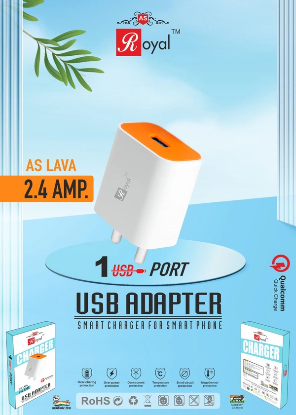 Royal AS LAVA 2.4A Usb Adapter V8 Charger 