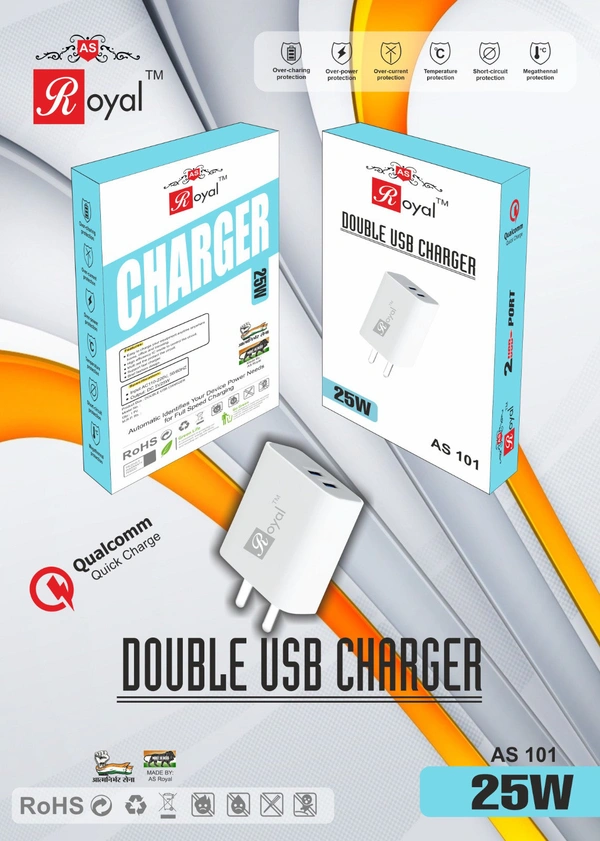 Royal As-101  (25w) Double Usb Type-c Charger 