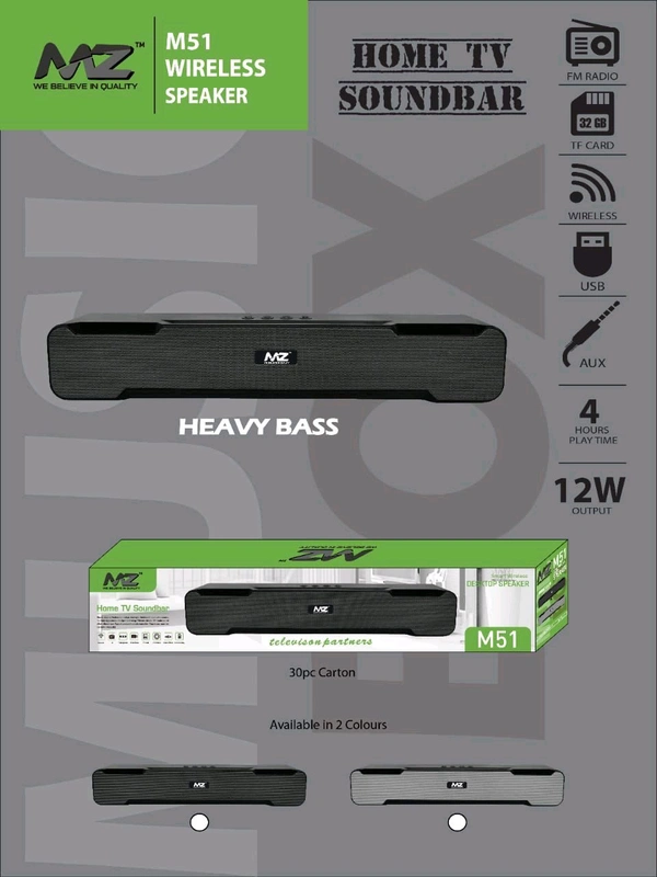 Mz M-51 Home Tv Sound Bar (Heavy Bass With Mobile Stand) Speaker 