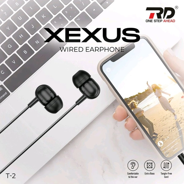 RD T-2 Xexus Extra Bass With Box Pecking Wired Earphone 