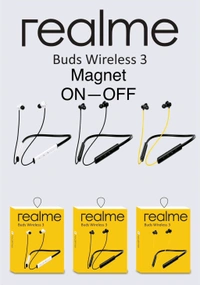Realme  New  Buds Wireless 3 💯% Og Magnetic 🧲 on Off Real Company Packing Nackband 