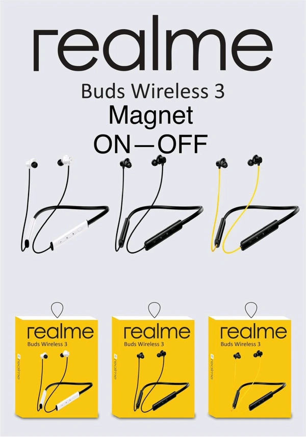 Realme  New  Buds Wireless 3 💯% Og Magnetic 🧲 on Off Real Company Packing Nackband 