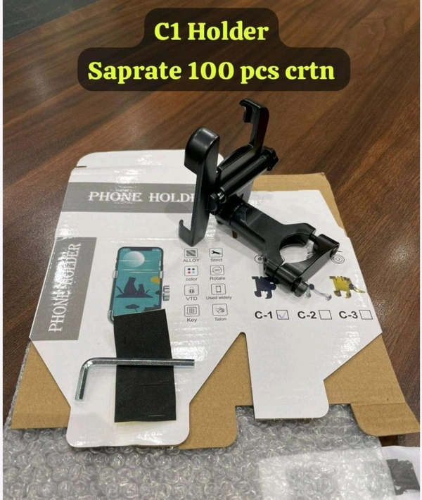 C-1 Metal Black Colour Bike Phone Holder (Stand)
