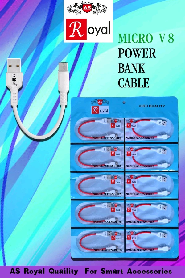AS ROYAL Micro V-8 Power Bank Cable(10Pcs Pecking)