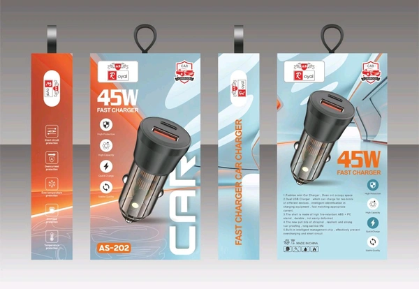 Royal As-202 45Wts ( Usb & Pd Type C ) Car Charger With Light 