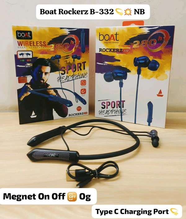 Boat Rockerz B-332 Megnet On Off 📴 (Type C & Double Pecking) Nackband 