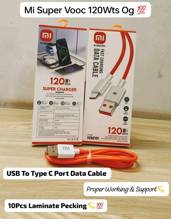 Mi Super Vooc 120Wts USB To Type C Port Data Cable Og Quality(6 Months Warranty)