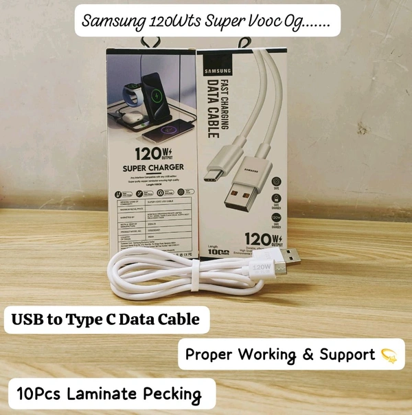 Samsung Super Vooc 120Wts USB To Type C Port Data Cable Og Quality(6 Months Warranty)