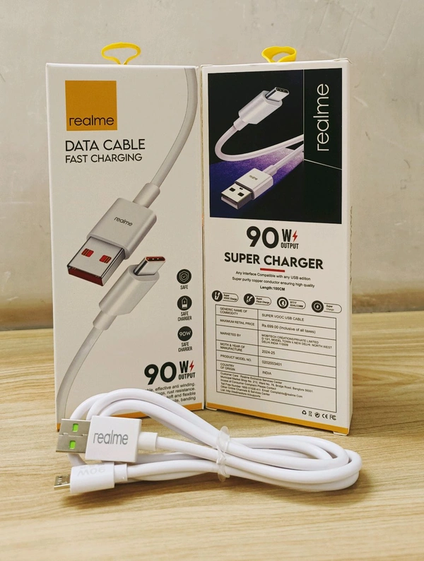 Realme Fast Charging 90Wts USB To Micro V-8 Port Data Cable Og Quality(6  Months Warranty)
