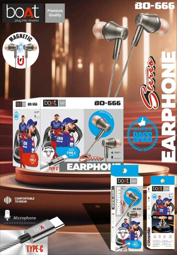 Boat  New Magnetic Type C earphone Bo-666 Limited Stock 