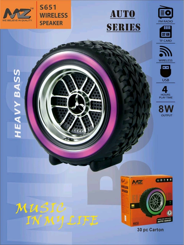 MZ M-651 Tyre Auto Series Heavy Bass Wireless Speaker 🔊