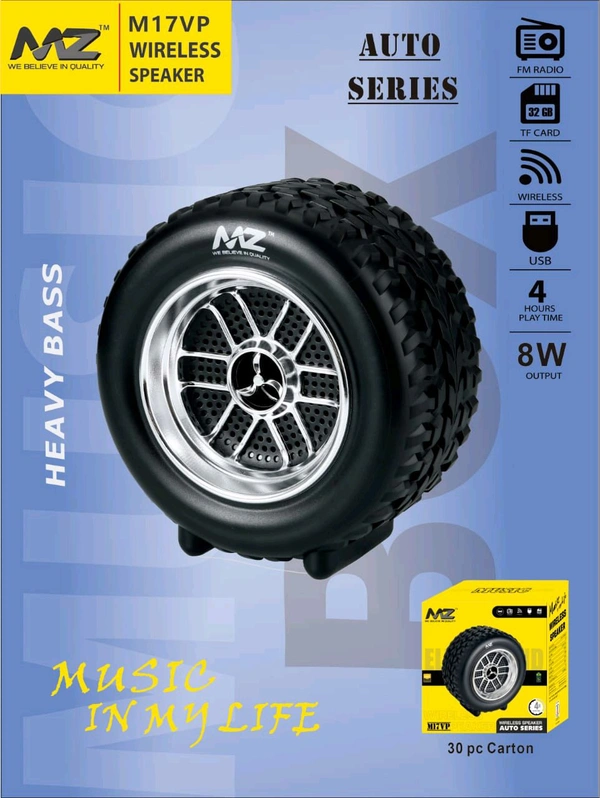 New MZ M-17 Vp Tyre Heavy Bass Wireless Speaker 🔊