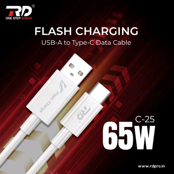 RD  New 65w C-25 Flash Charging Usb To Type -c Data  Cable 