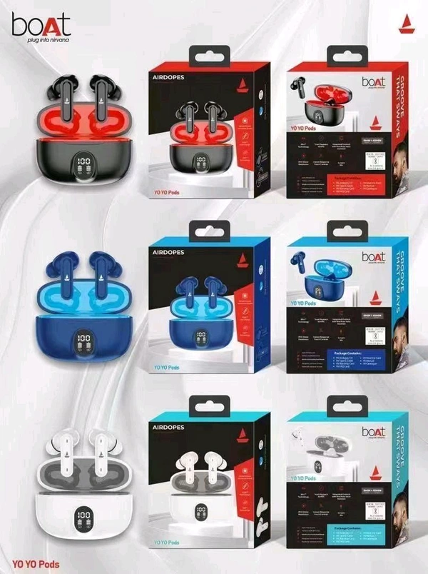 Boat  Airdopes Yo Yo Pods (Battery Percentage Show Display)