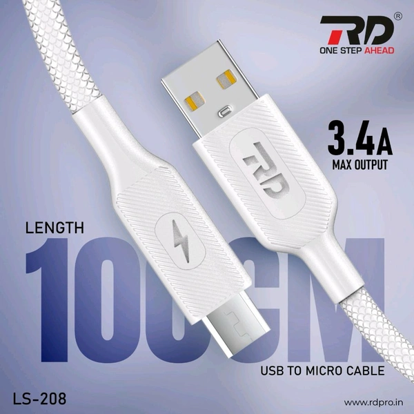 RD  New 3.4A Ls-208 100 cm Usb To Micro (V8) Limited Stock 