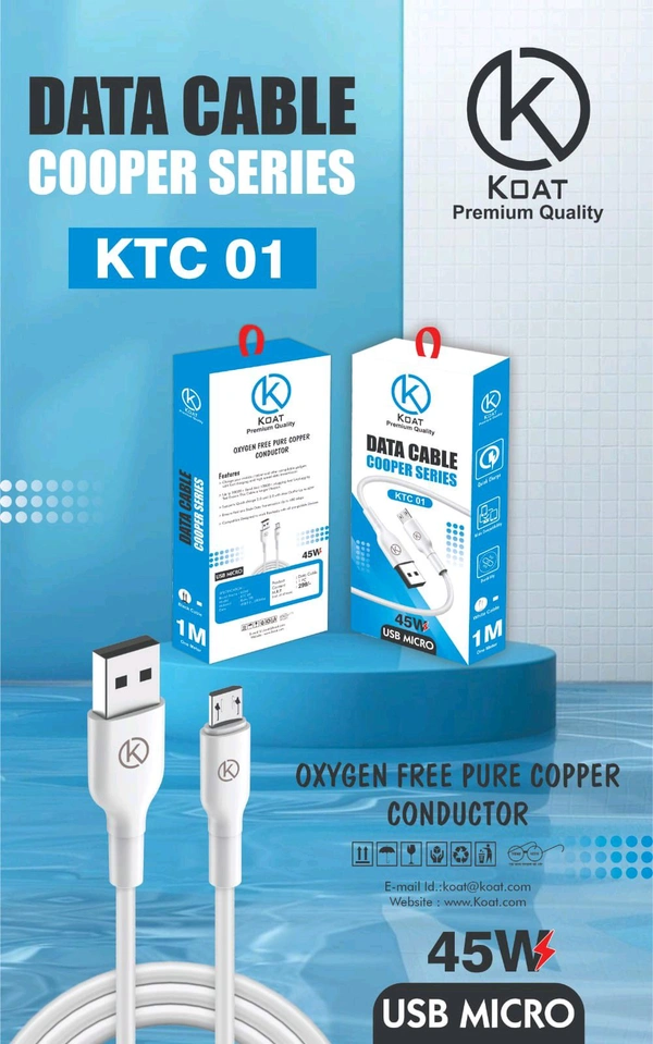 Koat Premium Quality KTC-01 45Wts Micro V-8 Usb Box Pecking Cable 