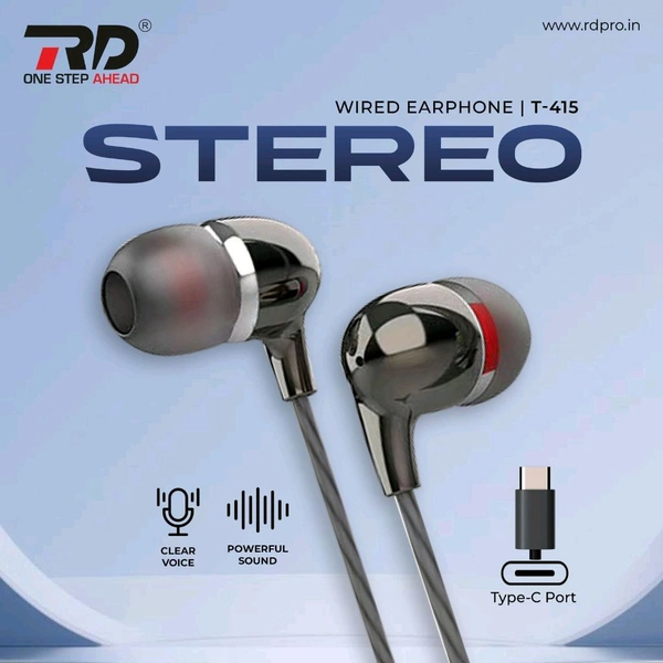 RD  New Type -c Steaeo Wire Earphone T-415 Box Pecking 