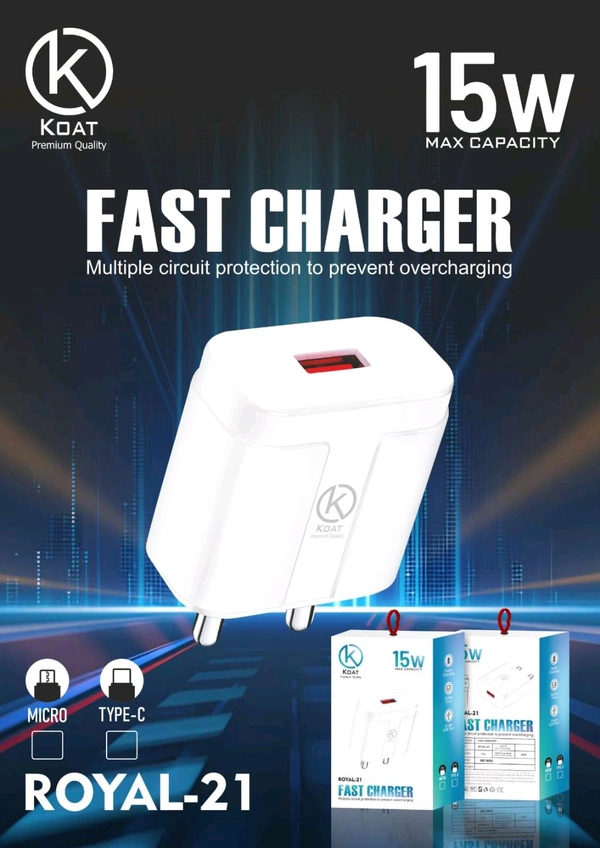 Koat R-21 15w Max Capacity Type-c Fast Charger 