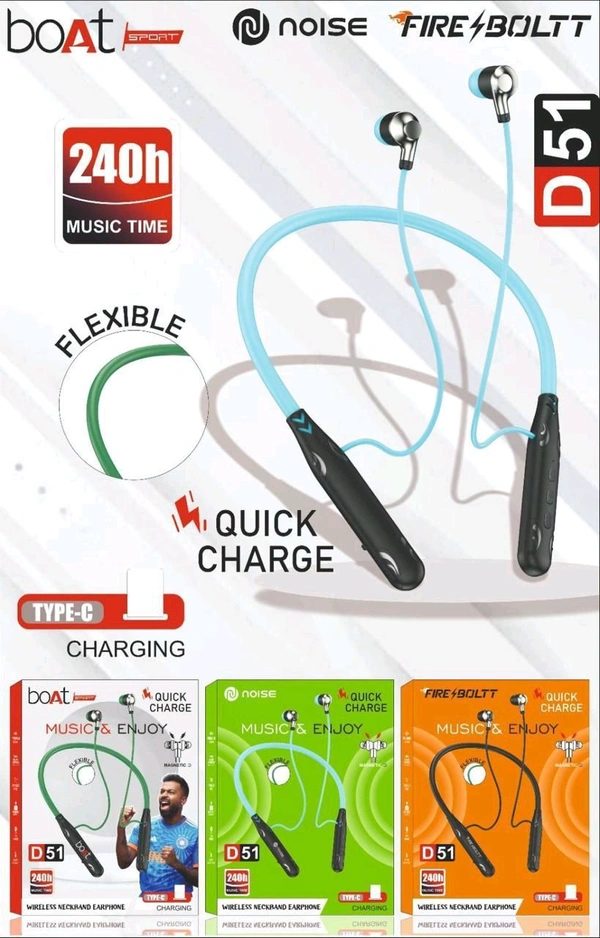 D-51 Mix (Boat Noise And Fireboltt) Og Quality Wireless Nackband Metal Ear 