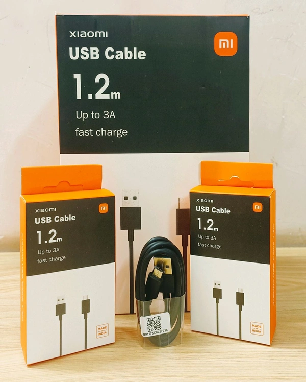 Mi Usb Cable 1.2Mtr Up To 3Amp Fast Charging V-8 Cable Box Pecking 