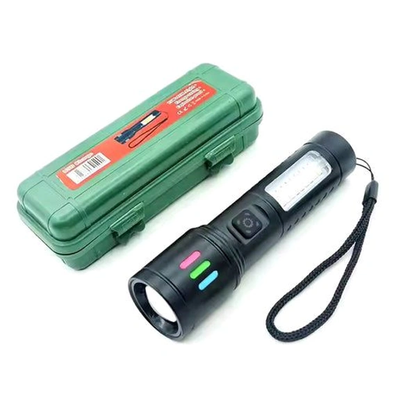 Metal Torch 🔦 White & Red Colour (Type C Port & Zooming & Blinking) Og Heavy Quality 