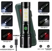 Metal Torch 🔦 White & Red Colour (Type C Port & Zooming & Blinking) Og Heavy Quality 