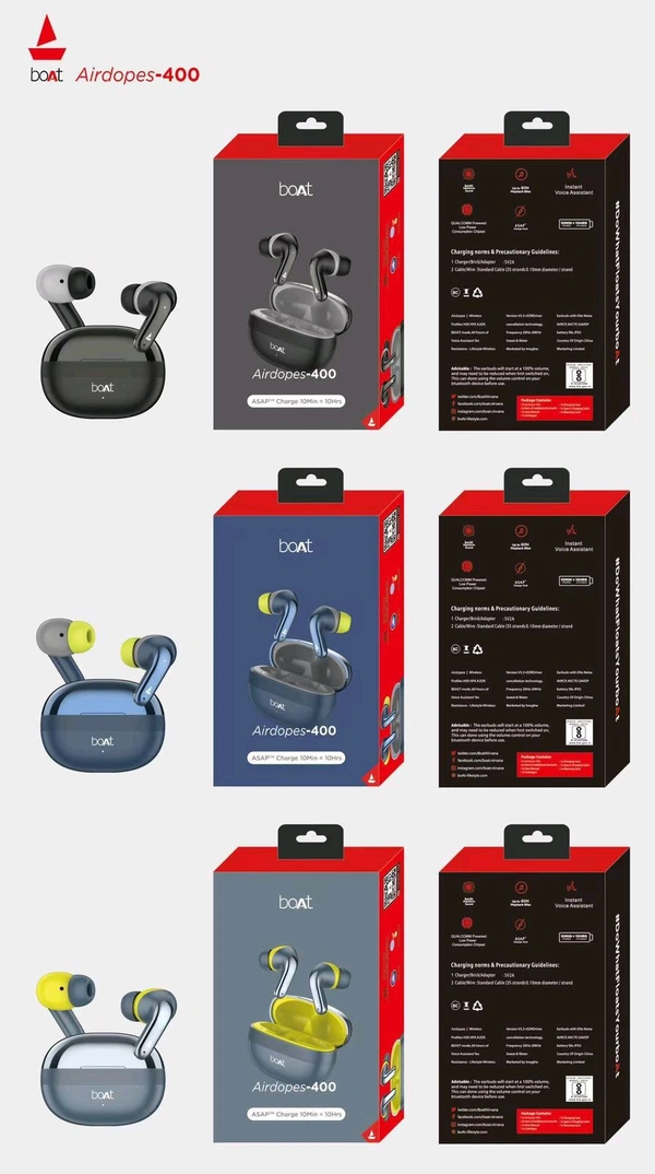Boat AirPods 400 💯% Og full Shiny +Heavy Quality & Weight+Extra bass Sound